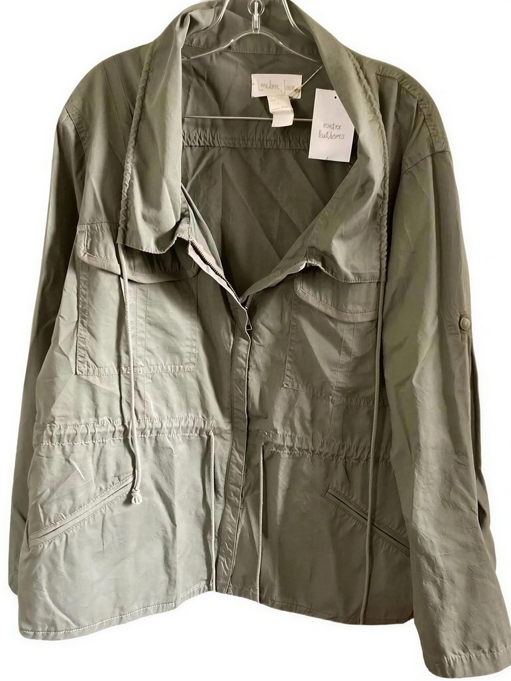 LONDONJEAN Olive Green Utility Jacket with Drawcord Waist